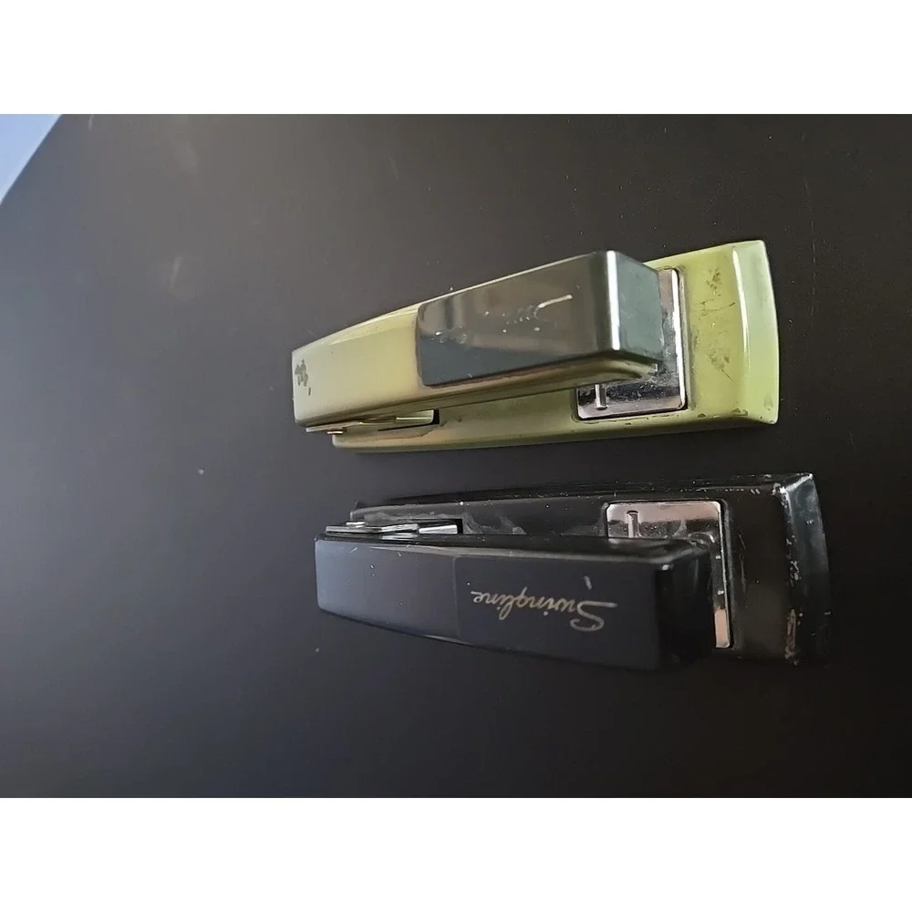 2 Vtg Swingline Model 711 Black Green Desktop 5
